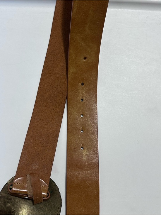 Vintage Genuine Leather Boho Statement Belt Ornate Buckle 36” main image 4